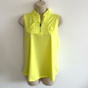 Jamie Sadock Top Womens L Neon Yellow Sleeveless Mock Neck Golf Artsy Active